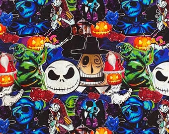 Nightmare Before Christmas Fabric 100% Cotton Fabric by the Yard Disney Oogie Boogie Jack Skellington NBC Fabric