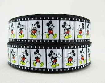 海外リボン☆ ミッキー ブルー グログランリボン Disney  ミッキーマウス ディズニー クラシック ミッキーマウス リボン 7/8インチ 高品質