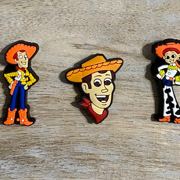 Toy Story Shoe Buckles | Hair Bow Center, Keyring, Magnet, Scrapbooking Embellishment Charms Disney Woody Jessie Cowboys Cowgirls Western