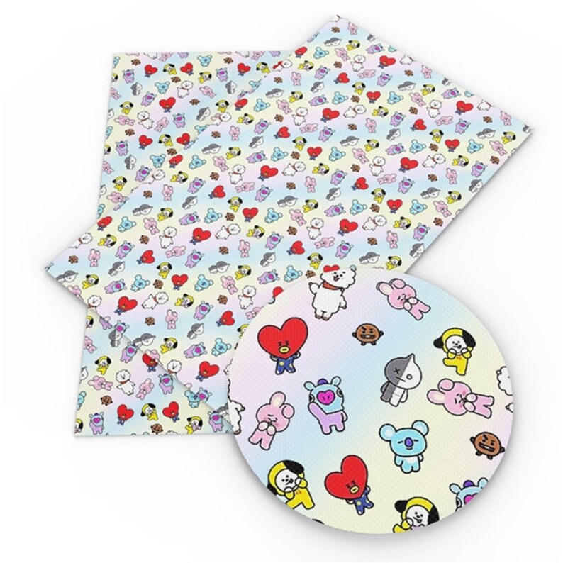 BTS Bangtan KPOP BT21 Group 100 Cotton Fabric by the Yard BTS Etsy