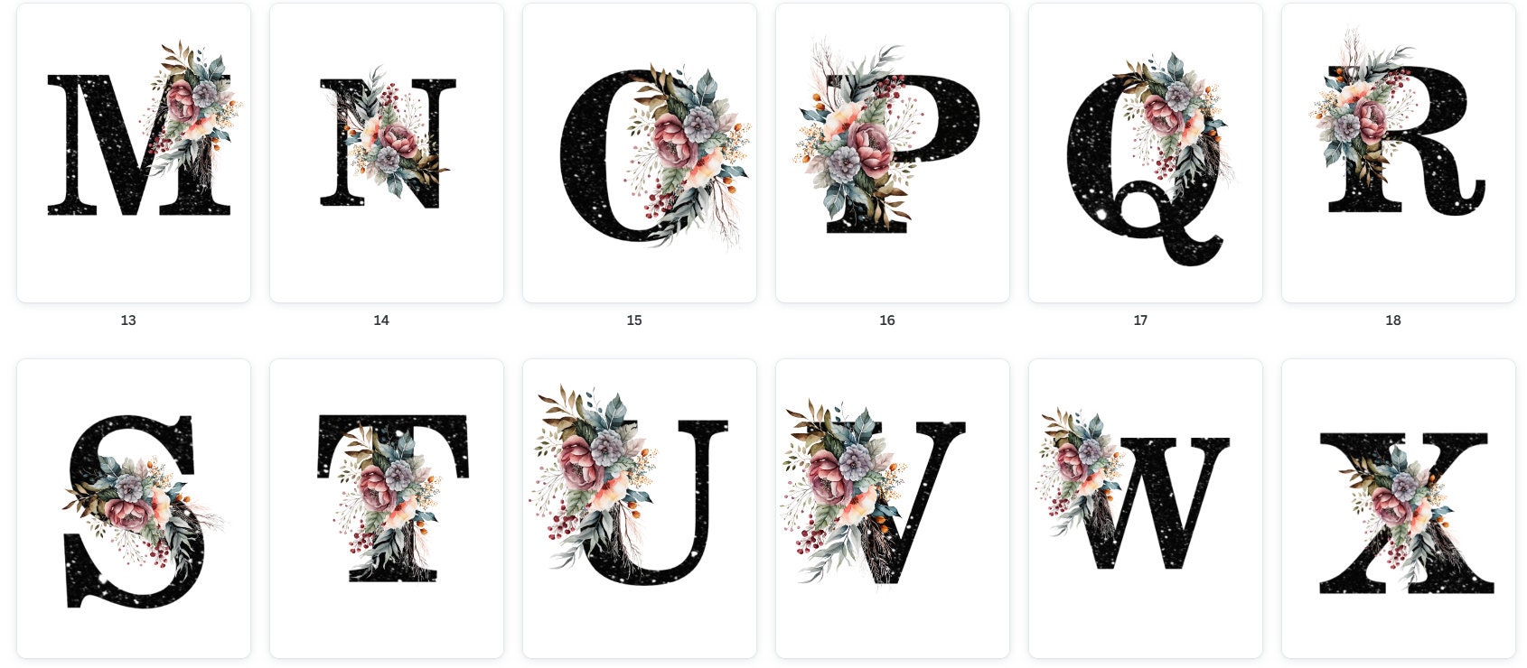 Black Glitter Monogram Alphabet Transparent Png's Sublimation Letters ...