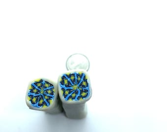 Kaleidoscope Polymer Clay Cane, Yellow Blue Mandala