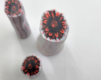 Red Flower raw cane-Cottage core-Unbaked polymer clay - Raw polymer cane