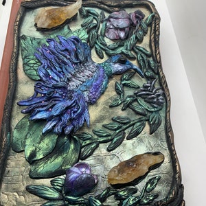 Hummingbird Journal - Giornale unico nel suo genere - Giornale fatto a mano-fantasy-giardino-diario mixed media-argilla polimerica