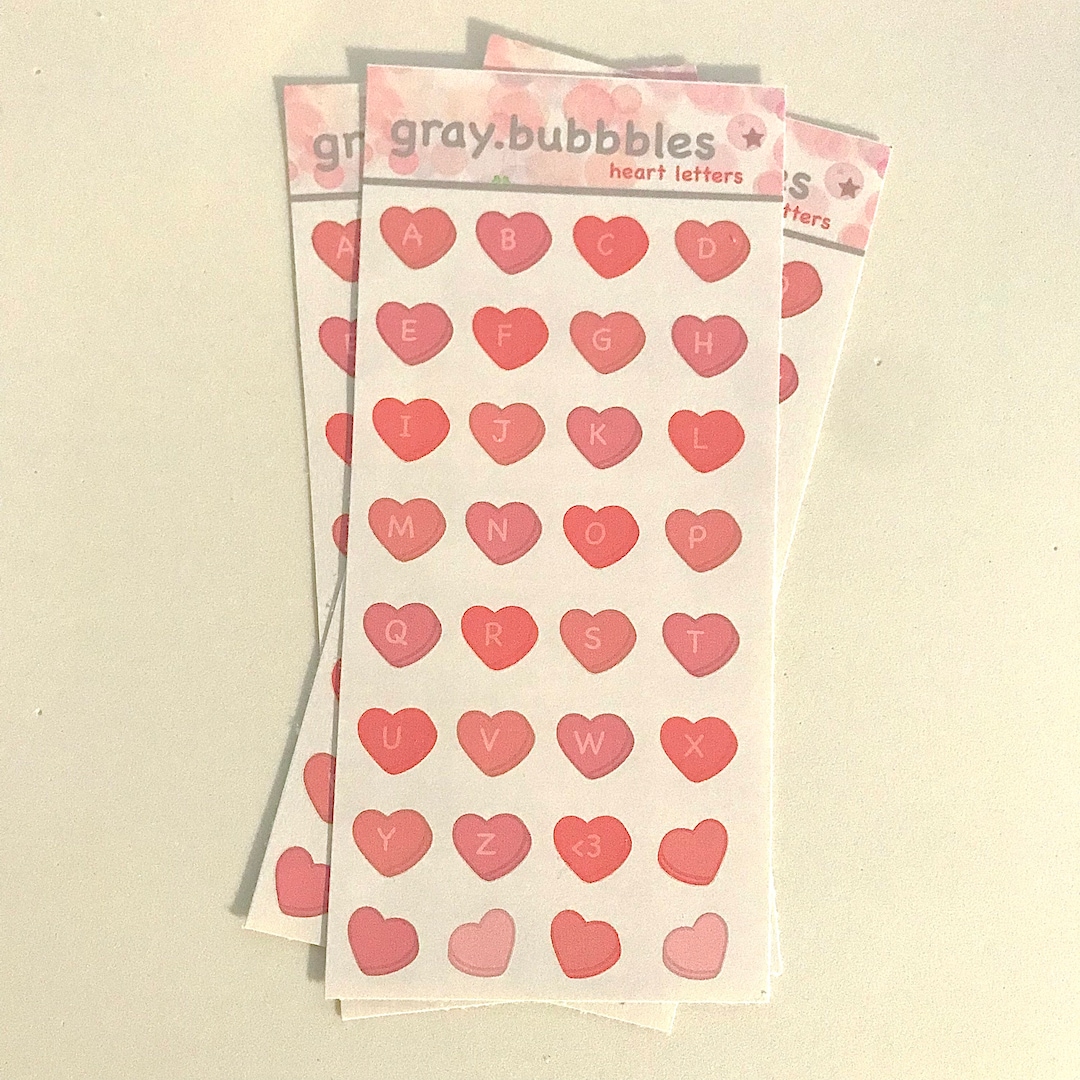 Candy Heart Letter Sticker Sheets Etsy