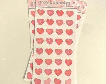 Candy heart letter sticker sheets