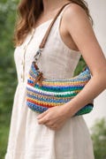 Luxury miu miu Colorful Crochet Shoulder Bag, Handmade Boho Cotton Purse product logo