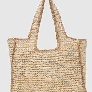 Handmade Woven Raffia Tote Bag: Boho Summer Beach Purse