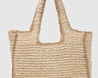 Handmade Woven Raffia Tote Bag: Boho Summer Beach Purse