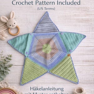 Anleitung für einen gehäkelten Stern-Babyschlafsack: Kapuzen-Seestern (PDF). Englisch und Deutsch.