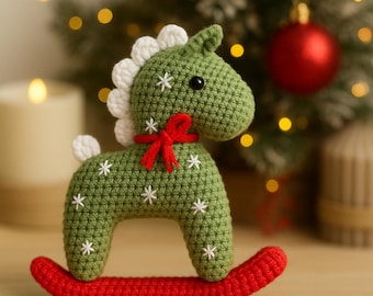 Crochet Rocking Horse Ornament Pattern, Amigurumi Christmas Decor (PDF Pattern)