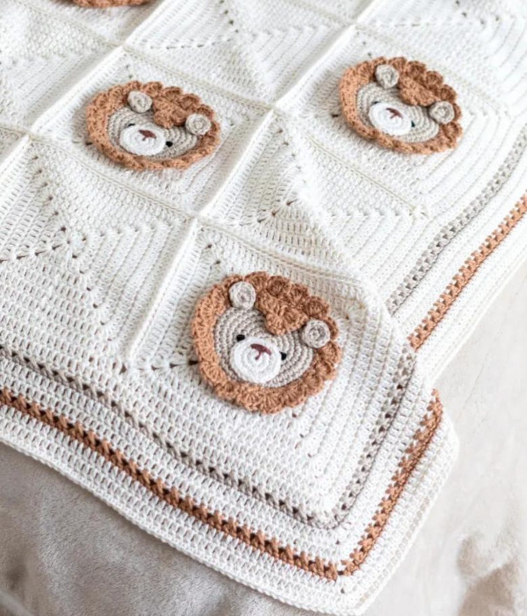 Crochet Lion Baby Blanket Pattern – Safari Animal Afghan PDF, Jungle ...