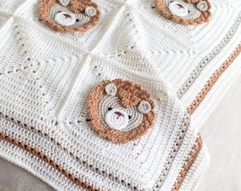 Crochet Lion Baby Blanket Pattern – Safari Animal Afghan PDF, Jungle ...