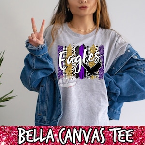 Adler Schule T-Shirt, Lila & Gold Adler Shirt, Lehrer Geschenk, Fußball Mama Shirt, Adler Cheerleader Shirt, Bella Canvas Adler Shirt