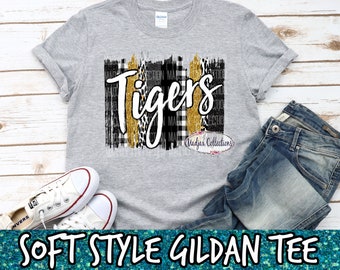 Tigers Mascot T-Shirt, School Spirit Shirt, Team Tigers, Schoolkleuren, Brush Stroke Tee, Team Spirit, Sports Mom, Back to School Shirt