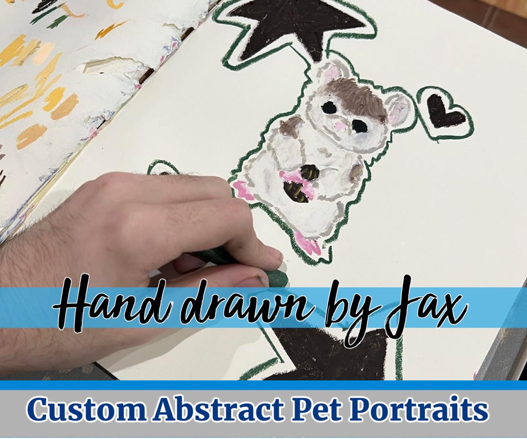 Custom Pet Portrait, Hand Drawn Oil Pastel Animal Drawing, Abstract Dog ...