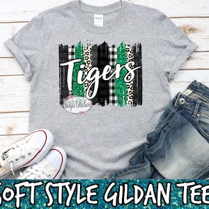 Green & Black Tigers Spirit Shirt, Leopard Brush Stroke Design, Cute Back to School Shirt, Teacher Gift, Short-Sleeve Unisex T-Shirt