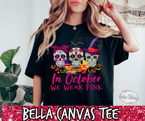 Sugar Skull Breast Cancer Pink Ribbon Flower Skulls October T-Shirt Sugar Skull Breast Cancer Pink Ribbon Flower Skulls October T-Shirt