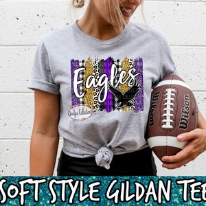 Purple & Gold Eagles Shirt, Brush Stroke Shirt, Soft T-Shirt, Eagles Spirit Shirt, Back to School, Teacher Gift, Cute Girls Shirt