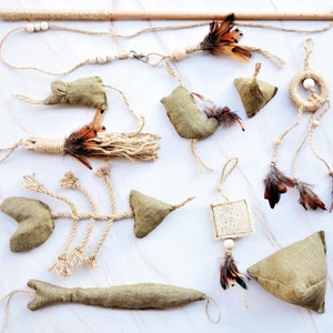 Juego de juguetes para gatos, juguete ecológico y natural para gatos, juguete de hierba gatera y valeriana, caña de pescar para gatos, juguete de lino para gatos, el mejor juguete para gatos