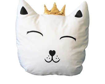 Cat King, Meow Cat Lover Funny Pillow, Gift with Cat Lady, Kitty Owner, Cute Kitten Pet Pillow, Gift for Cat Parents, Gift for Cat Lovers