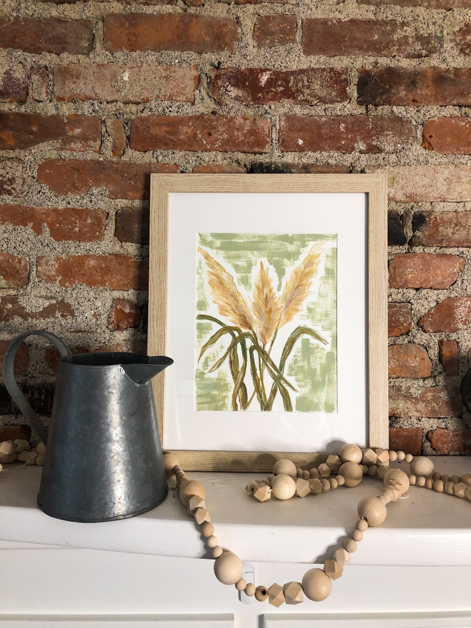 Pampas Grass Original acrylic painting in neutrals on paper Etsy