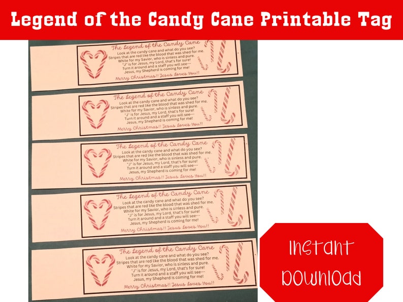 Legend of the Candy Cane Printable Tag Instant Download - Etsy