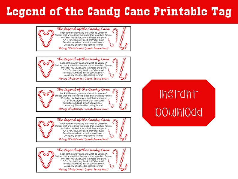 Legend of the Candy Cane Printable Tag Instant Download Etsy Legend of the Candy Cane Printable Tag Instant Download Etsy