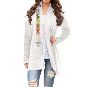 Unity Wear White Women&#39;s Cardigan with Long Sleeve
