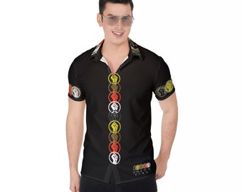 Unity Wear Men's Black Short Sleeve Full Print Button Up Shirt