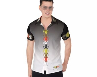 Unity Wear Black Short Sleeve Grey-Dation Full Print Button Up Shirt