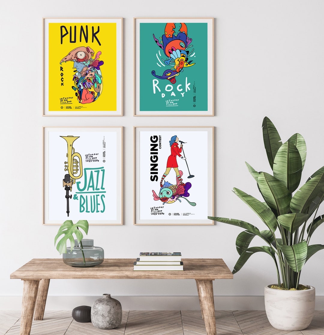 Mid Century Modern Geometric Sun Print Set of 3 Prints, Digital ...