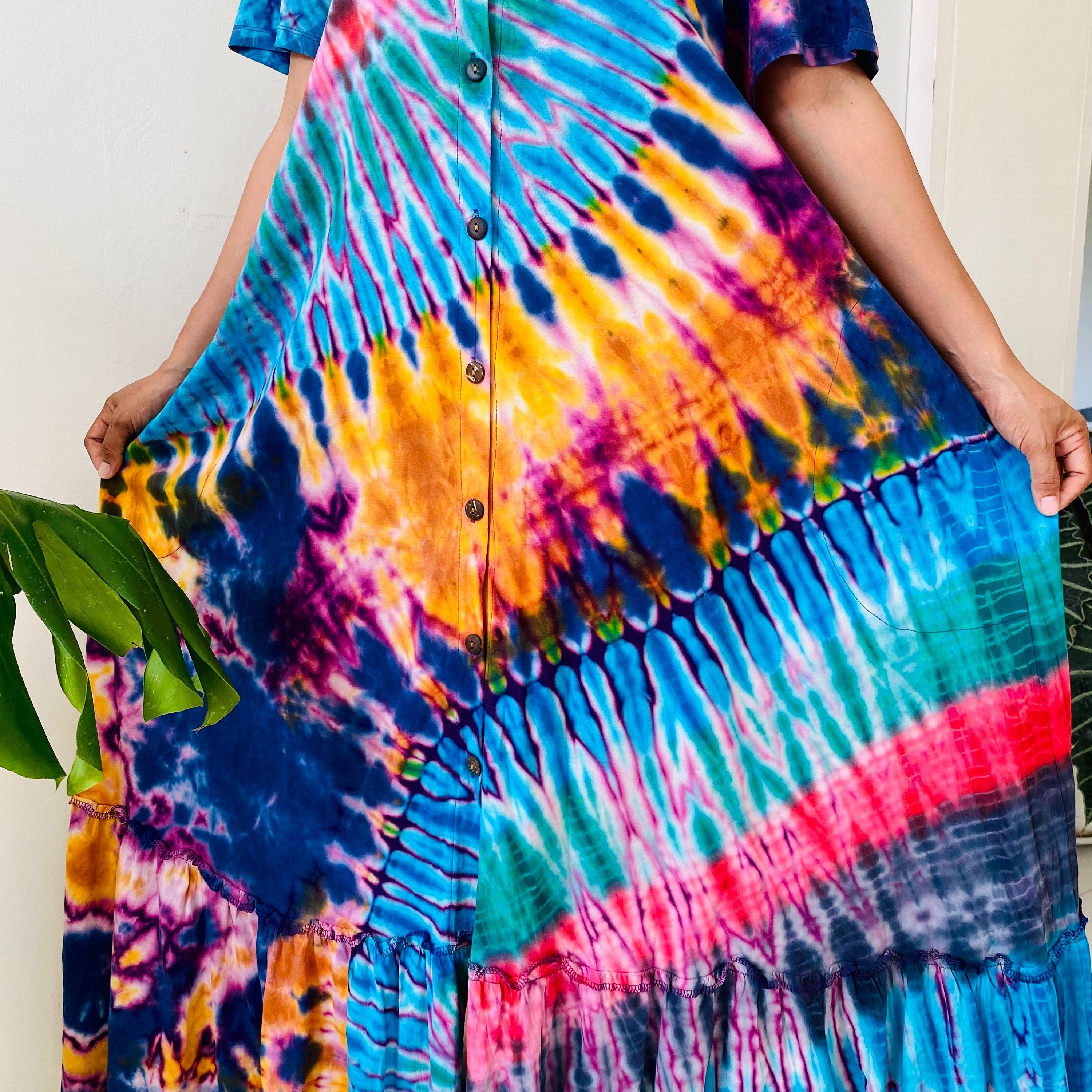Colorful tie dye dress Tie dye maxi Dress Big size dress tie Etsy