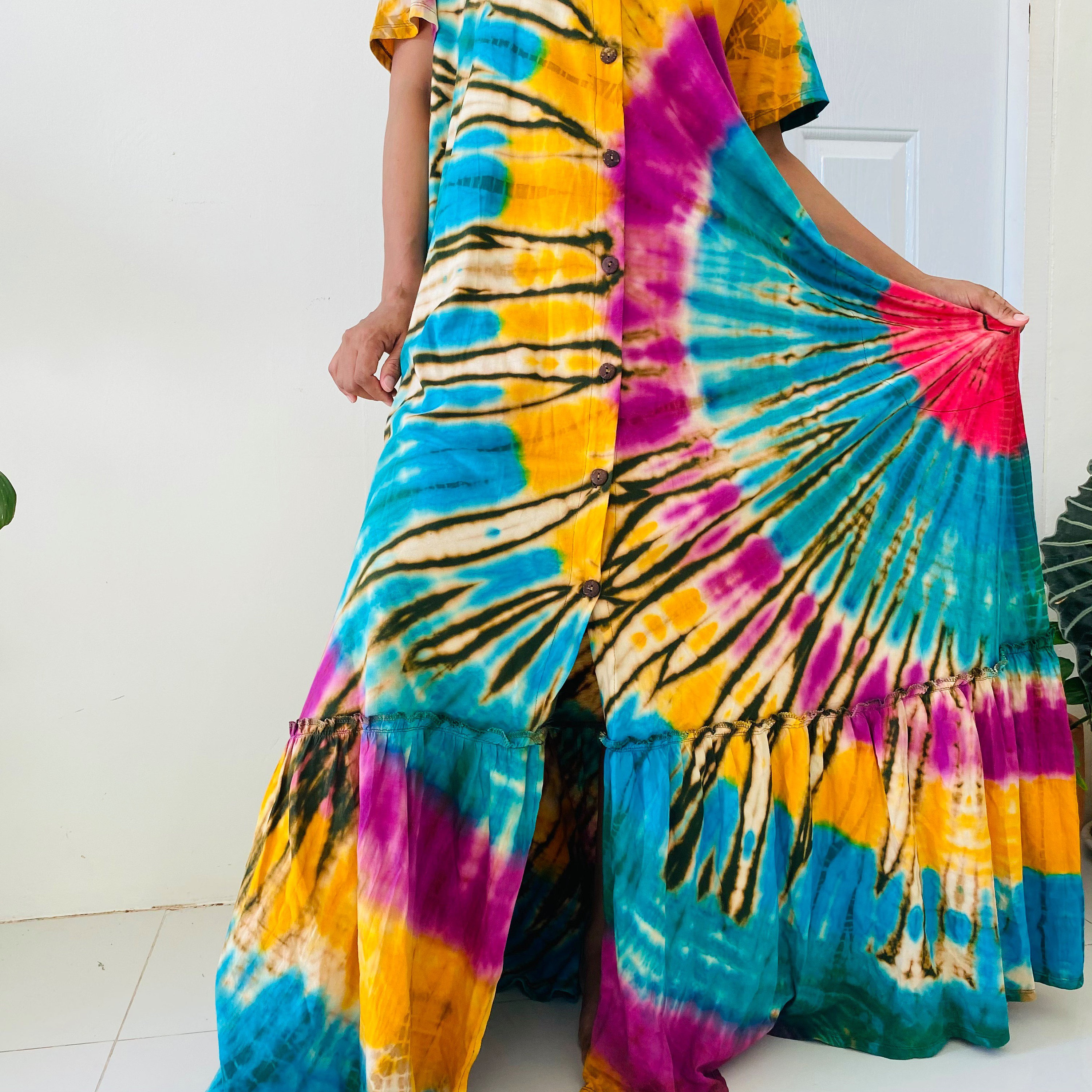 Colorful tie dye dress Tie dye maxi Dress Big size dress tie Etsy
