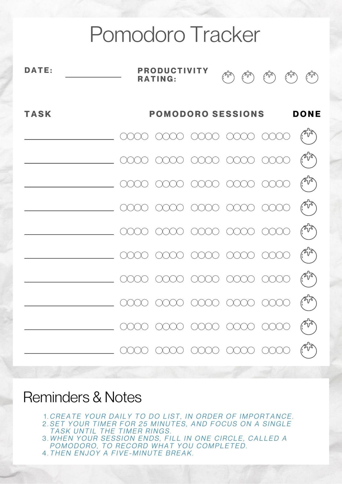 pomodoro task tracker