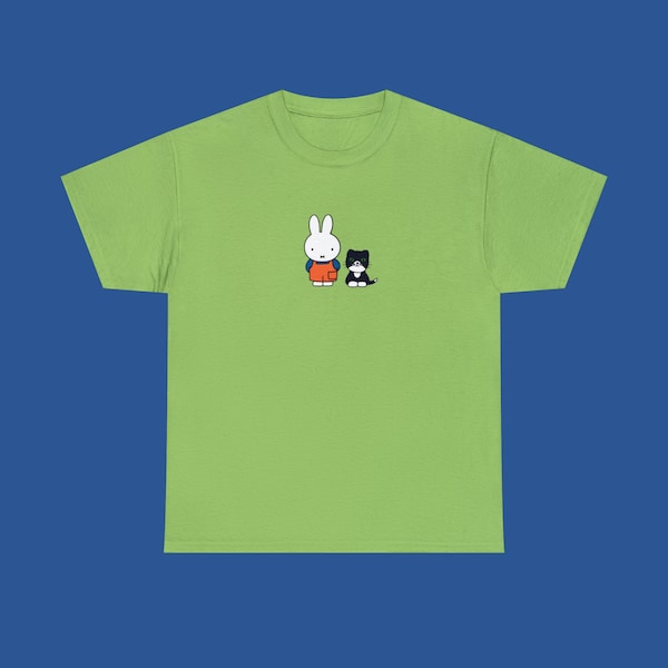 Miffy and her kitty - T-shirt in Lime Green
