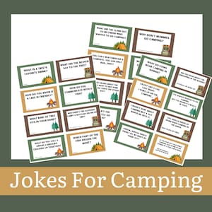 Piadas de acampamento, cartões de piadas engraçadas de acampamento para crianças, atividade de acampamento de verão