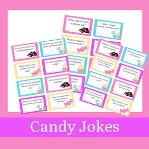 Candy Jokes Note Cards, Funny Printable Lunchbox Notes, Valentine&#39;s Day Activity for Kids