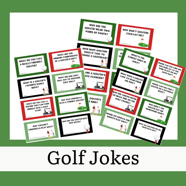 Golf Joke Cards, Printable Golf Jokes, Golf Party Games, Golf Party Favors for Kids