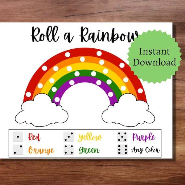 Roll a Rainbow Game, St. Patrick's Day Games, Rainbow Activity for Kids, St Patricks Day Activities