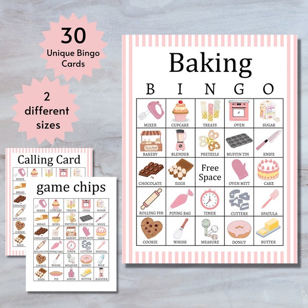 Baking Bingo, Baking Birthday Party Game, Baking Party Games