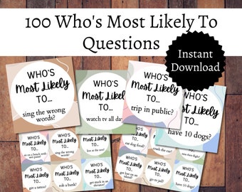 Most Likely To Questions, Printable Who is Most Likely to Questions, Questions for Couples, Family Road Trip Games