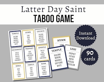 LDS Taboo Game, LDS Games, Book of Mormon Games, LDS Printables