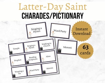 LDS Charades Game, Printable Latter Day Saint Games, LDS Pictionary Cards, LDS Party Games
