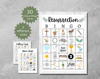 Resurrection Bingo Cards, Printable Easter Game for Kids, Teens, and Adults, Group Religious Easter Story Activity, Full and Half Pages