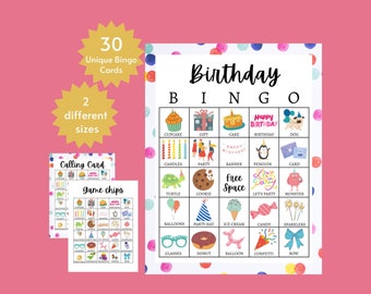 Birthday Bingo, Birthday Party Games, Birthday Bingo for Kids