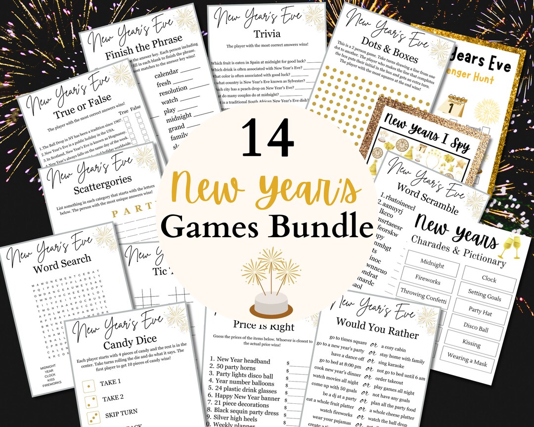New Year's Eve Games Printable, New Year's Party Games, New Year's Eve ...