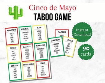 Cinco de Mayo Taboo Game, Printable May 5th Party Game for Kids and Adults