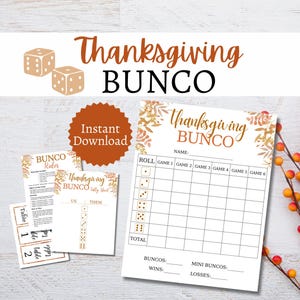 Druckbare Thanksgiving Bunco Score Karten, Bunco Spiel Bundle, Herbst Party Spiel