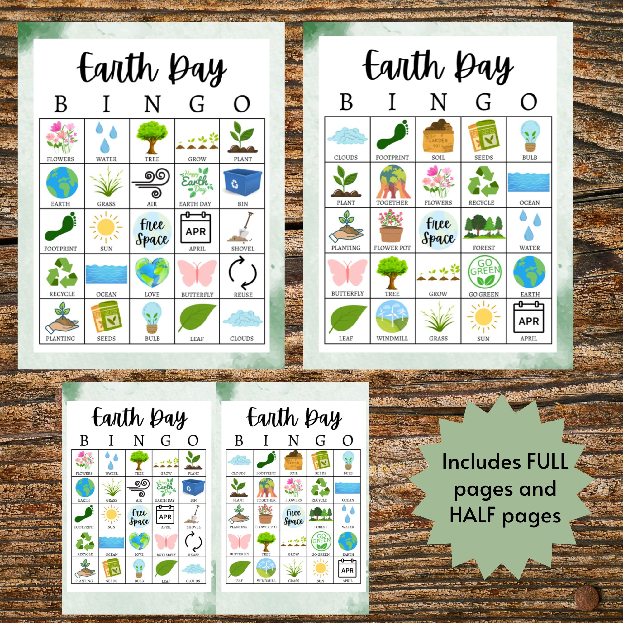 Earth Day Bingo Cards, Printable Earth Day Party Game for Groups, Fun ...